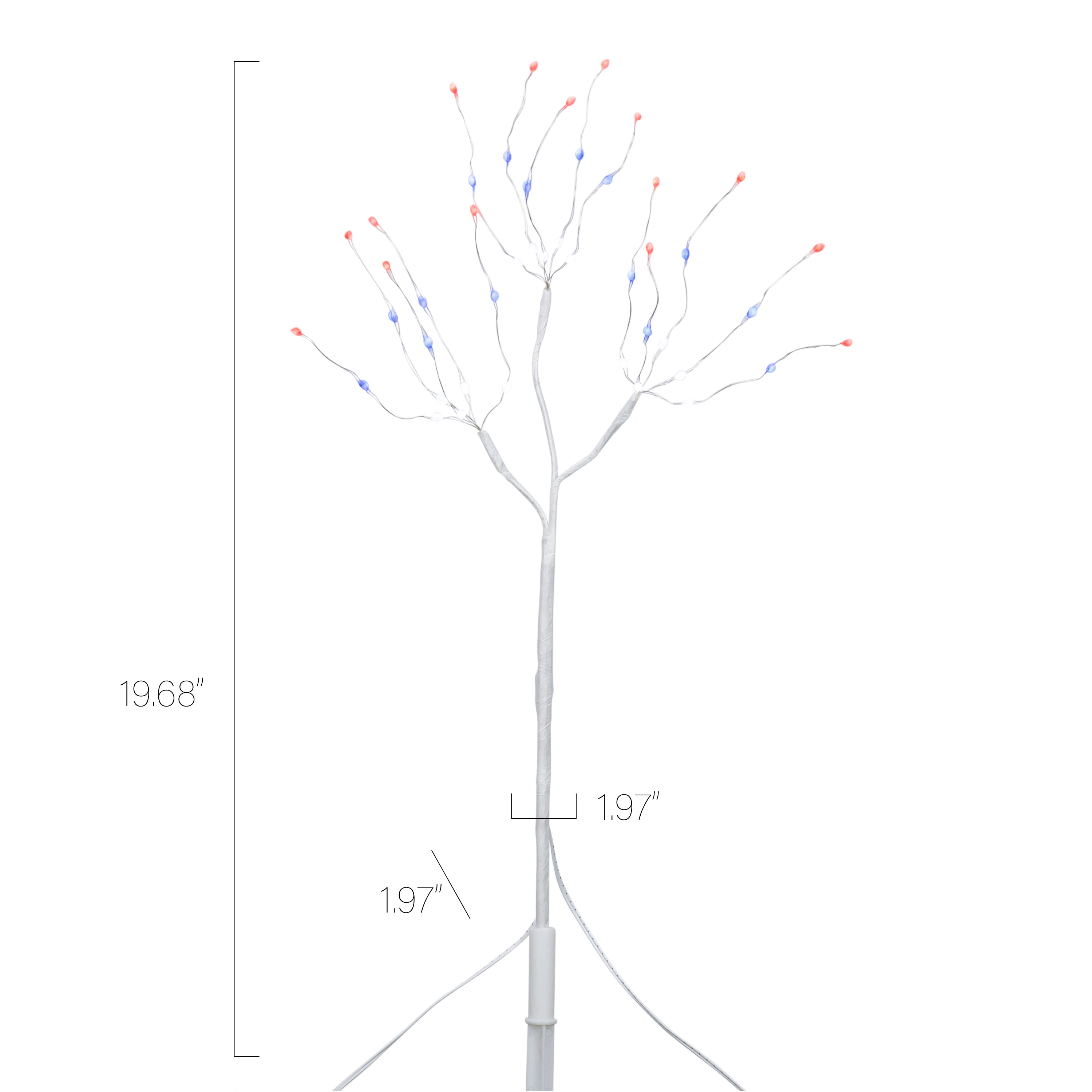 19.68 Inch LED Patriotic White Branch Stake